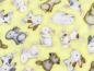 Preview: Patchworkstoff mit Hasenbabies aus der Kollektion Farm Babies auf gelb Nahansicht